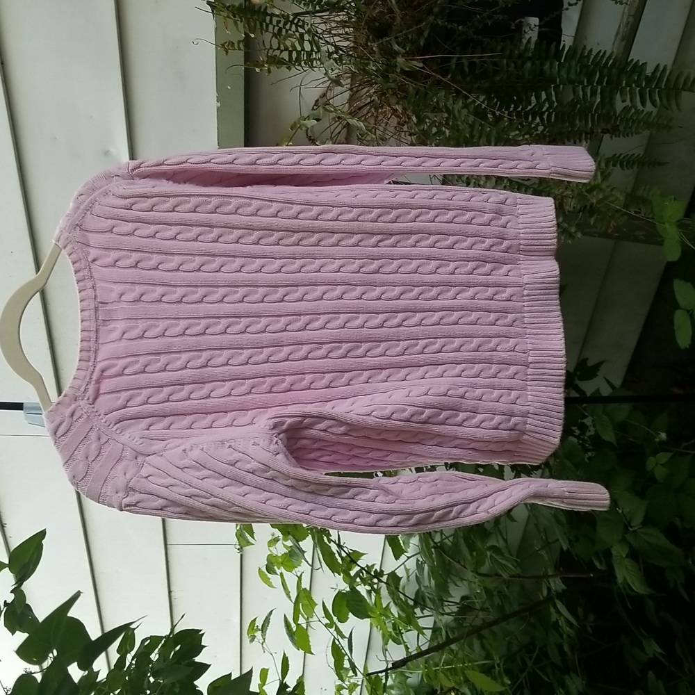 L.L. Bean Cotton Cable Knit Sweater - Pale Peony Pink XL - Picture 5 of 5